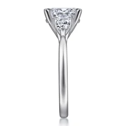 New Gabriel & Co. Sunday - 14K White Gold Oval Three Stone Diamond Engagement Ring