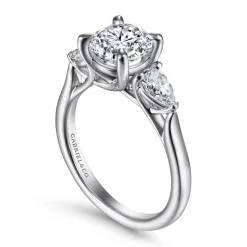Gabriel & Co. Sunday - 14K White Gold Round 3 Stone Diamond Engagement Ring