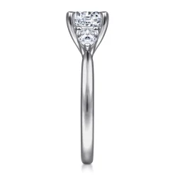 Gabriel & Co. Sunday - 14K White Gold Round 3 Stone Diamond Engagement Ring