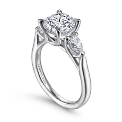 Clearance Gabriel & Co. Sunday - 14K White Gold Round 3 Stone Diamond Engagement Ring