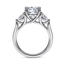 Clearance Gabriel & Co. Sunday - 14K White Gold Round 3 Stone Diamond Engagement Ring