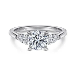Hot Gabriel & Co. Sunday - Platinum Round 3 Stone Diamond Engagement Ring