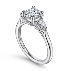 Hot Gabriel & Co. Sunday - Platinum Round 3 Stone Diamond Engagement Ring