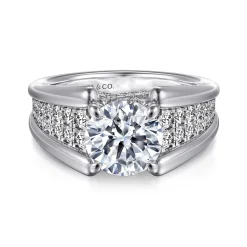 Best Gabriel & Co. Sutter - 14K White Gold Round Diamond Engagement Ring