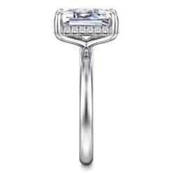 New Gabriel & Co. Symphony - 14K White Gold Emerald Cut Hidden Halo Diamond Engagement Ring