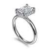 Outlet Gabriel & Co. Symphony - 14K White Gold Emerald Cut Hidden Halo Diamond Engagement Ring