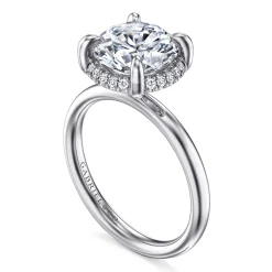 Clearance Gabriel & Co. Symphony - 14K White Gold Round Hidden Halo Diamond Engagement Ring