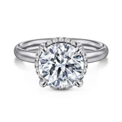 Clearance Gabriel & Co. Symphony - 14K White Gold Round Hidden Halo Diamond Engagement Ring