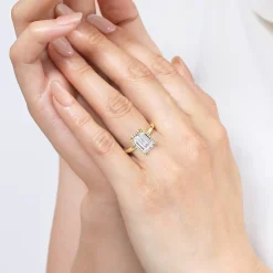 New Gabriel & Co. Symphony - 14K Yellow Gold Emerald Cut Hidden Halo Diamond Engagement Ring