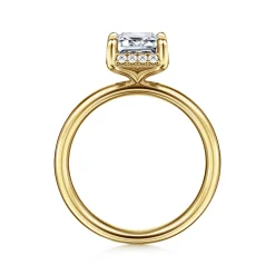 Hot Gabriel & Co. Symphony - 14K Yellow Gold Emerald Cut Hidden Halo Diamond Engagement Ring