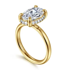 Discount Gabriel & Co. Symphony - 14K Yellow Gold Oval Hidden Halo Diamond Engagement Ring