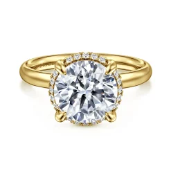 Best Gabriel & Co. Symphony - 14K Yellow Gold Round Hidden Halo Diamond Engagement Ring