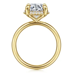 Best Gabriel & Co. Symphony - 14K Yellow Gold Round Hidden Halo Diamond Engagement Ring