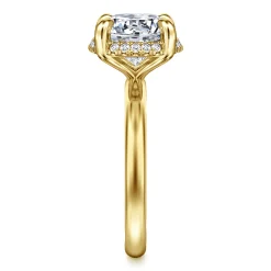 Best Gabriel & Co. Symphony - 14K Yellow Gold Round Hidden Halo Diamond Engagement Ring