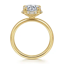 Best Gabriel & Co. Symphony - 14K Yellow Gold Round Hidden Halo Diamond Engagement Ring