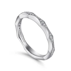 Sale Gabriel & Co. Tahiti - 14K White Gold Vintage Inspired Diamond Anniversary Band - 0.12 ct