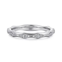 Sale Gabriel & Co. Tahiti - 14K White Gold Vintage Inspired Diamond Anniversary Band - 0.12 ct