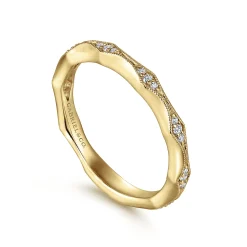 Discount Gabriel & Co. Tahiti - 14K Yellow Gold Vintage Inspired Diamond Anniversary Band - 0.12 ct