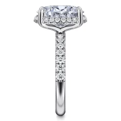 New Gabriel & Co. Talisa - 14K White Gold Oval Hidden Halo Diamond Engagement Ring