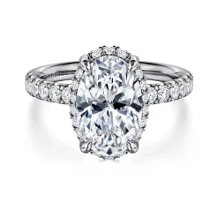 New Gabriel & Co. Talisa - 14K White Gold Oval Hidden Halo Diamond Engagement Ring