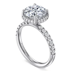 Discount Gabriel & Co. Talisa - 14K White Gold Round Hidden Halo Diamond Engagement Ring