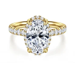 New Gabriel & Co. Talisa - 14K Yellow Gold Oval Hidden Halo Diamond Engagement Ring