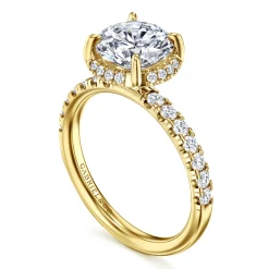 Sale Gabriel & Co. Talisa - 14K Yellow Gold Round Hidden Halo Diamond Engagement Ring