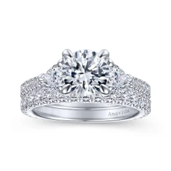 Outlet Gabriel & Co. Taryn - 14K White Gold Round 3 Stone Diamond Engagement Ring