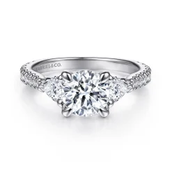 Outlet Gabriel & Co. Taryn - 14K White Gold Round 3 Stone Diamond Engagement Ring