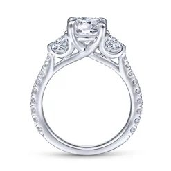 Outlet Gabriel & Co. Taryn - 14K White Gold Round 3 Stone Diamond Engagement Ring