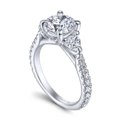Outlet Gabriel & Co. Taryn - 14K White Gold Round 3 Stone Diamond Engagement Ring