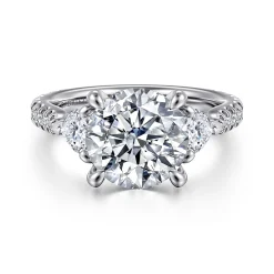 Sale Gabriel & Co. Taryn - 14K White Gold Round 3 Stone Diamond Engagement Ring
