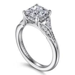 New Gabriel & Co. Taye - 14K White Gold Split Shank Princess Cut Diamond Engagement Ring