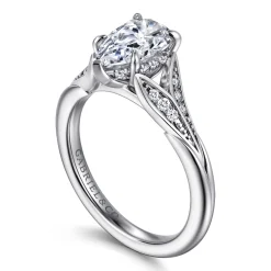 Clearance Gabriel & Co. Taye - 14K White Gold Split Shank Pear Shape Diamond Engagement Ring