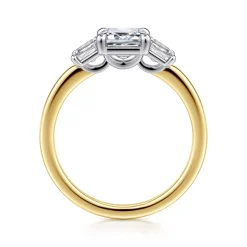 Outlet Gabriel & Co. Thalina - 14K White-Yellow Gold Emerald Cut Three Stone Diamond Engagement Ring
