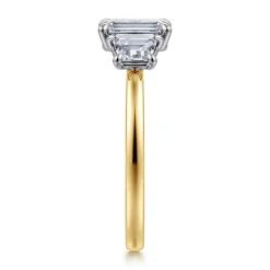 Online Gabriel & Co. Thalina - 14K White-Yellow Gold Emerald Cut Three Stone Diamond Engagement Ring
