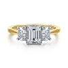 Hot Gabriel & Co. Thalina - 14K White-Yellow Gold Emerald Cut Three Stone Diamond Engagement Ring