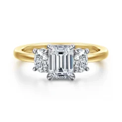 Online Gabriel & Co. Thalina - 14K White-Yellow Gold Emerald Cut Three Stone Diamond Engagement Ring