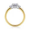 Discount Gabriel & Co. Thalina - 14K White-Yellow Gold Emerald Cut Three Stone Diamond Engagement Ring