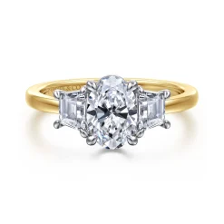 Online Gabriel & Co. Thalina - 14K White-Yellow Gold Oval Three Stone Diamond Engagement Ring