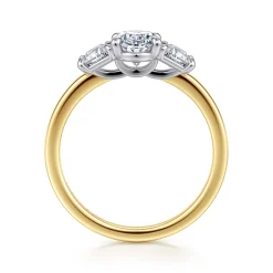 Online Gabriel & Co. Thalina - 14K White-Yellow Gold Oval Three Stone Diamond Engagement Ring