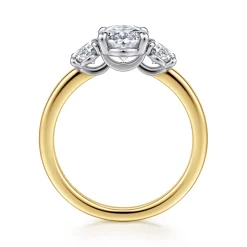Outlet Gabriel & Co. Thalina - 14K White-Yellow Gold Oval Three Stone Diamond Engagement Ring