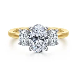 Outlet Gabriel & Co. Thalina - 14K White-Yellow Gold Oval Three Stone Diamond Engagement Ring