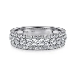 Discount Gabriel & Co. Thebe - Wide 14K White Gold Diamond Anniversary Band - 1.12 ct