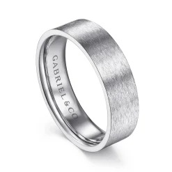 Outlet Gabriel & Co. Theodore - 14K White Gold 6mm - Men's Wedding Band in Horizontal Brush Finish