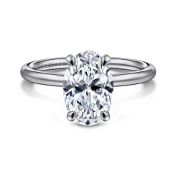 Hot Gabriel & Co. Tiana - 14K White Gold Oval Solitaire Diamond Engagement Ring