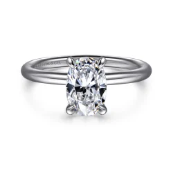 Best Gabriel & Co. Tiana - 14K White Gold Oval Solitaire Diamond Engagement Ring