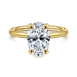 Best Gabriel & Co. Tiana - 14K Yellow Gold Oval Solitaire Diamond Engagement Ring