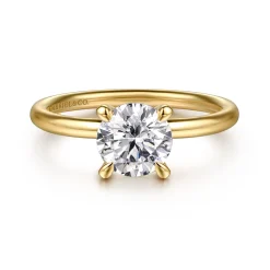 Clearance Gabriel & Co. Tiana - 14K Yellow Gold Round Solitaire Diamond Engagement Ring