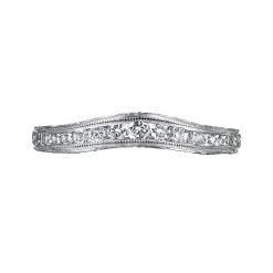 Online Gabriel & Co. Tienne - Vintage Inspired 14K White Gold Curved Channel Set Diamond Wedding Band with Engraving - 0.25 ct